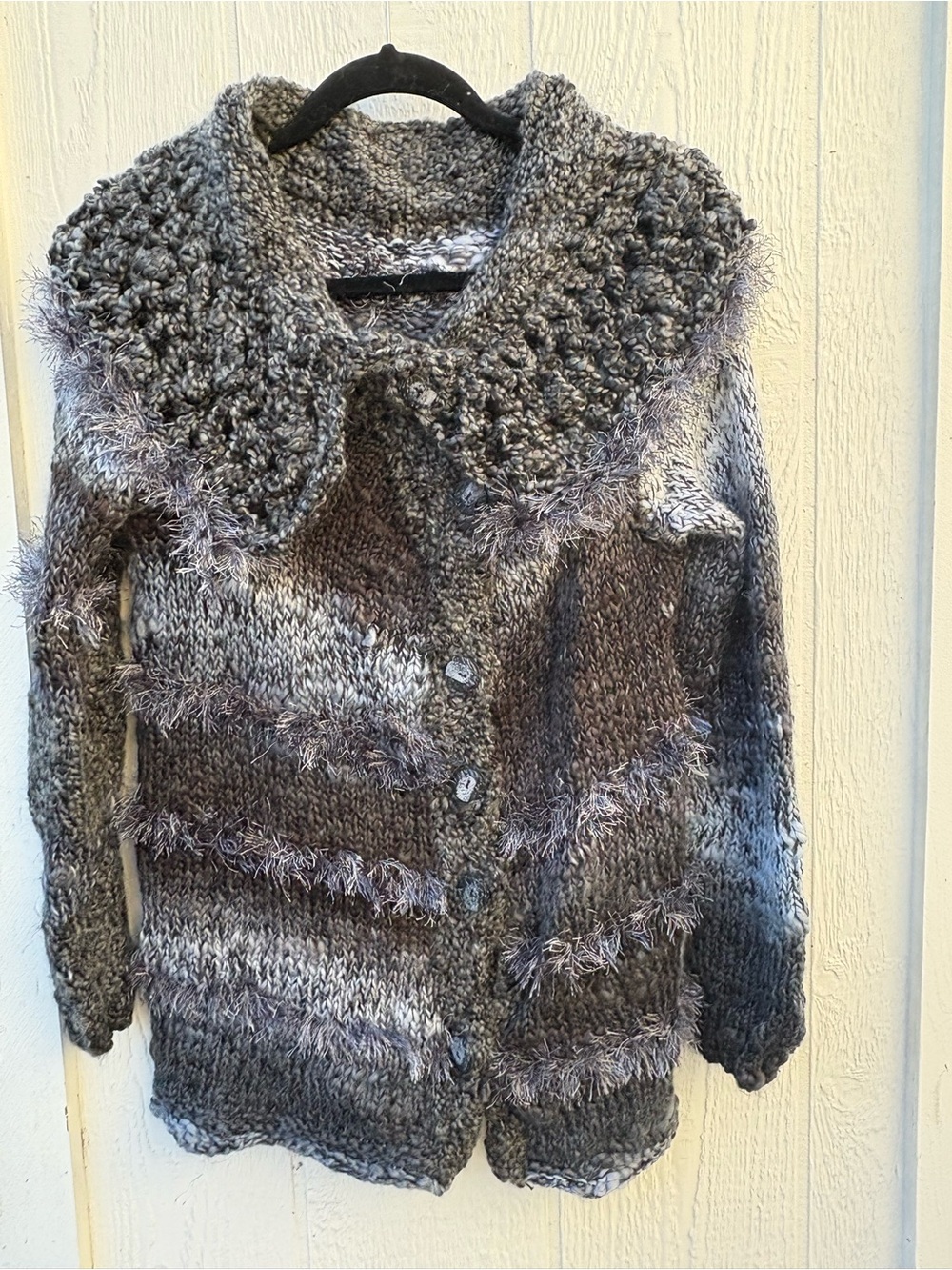 Unique, One-of-a- kind, Shades of Gray Button-Front Women's Cardigan Sweater